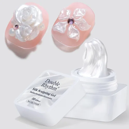 Miniatura 17 de Double Rhythm 3D Gel de uñas en gel transparente sólido para esculpir, antiadherente, gel duro para construcción, tallado, moldeado, extensión