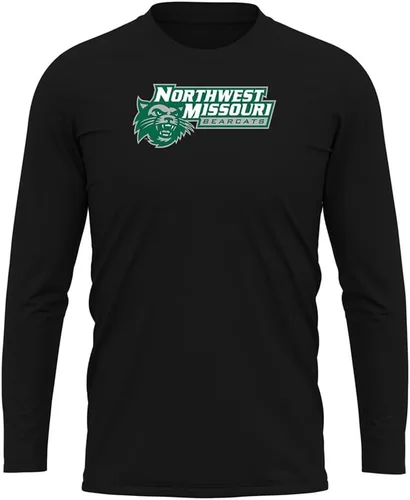 Miniatura 57 de Camisa deportiva de manga larga oficial de la NCAA Collegiate para hombre, colección negra con logotipo primario
