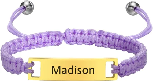 Miniatura 52 de Pulsera de barra para bebé: chapado en oro de 18 quilates, pulsera con placa de identificación personalizada para niños pequeños de mamá, nombre
