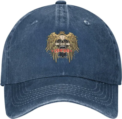 Miniatura 2 de Cowboy Hat Trendy Hats for Man and Women Djustable Four Season Outdoor Baseball Cap of Hell Skull with Angel Navy Blue