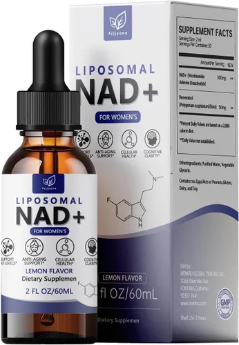 Suplemento liposomal NAD para mujeres, suplemento líquido NAD con resveratrol, antioxidante natural, apoyo al metabolismo energético y salud