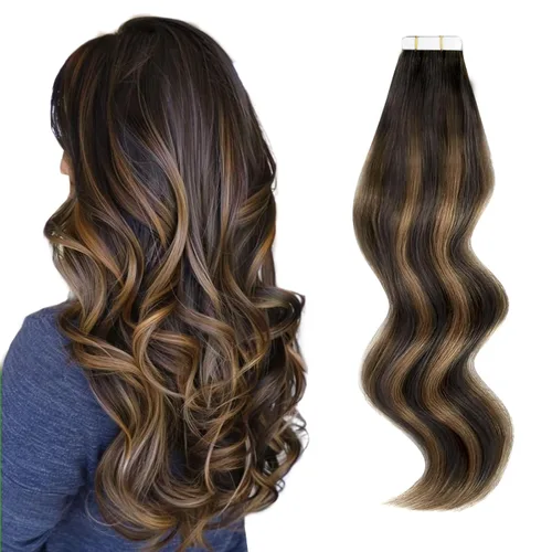 Miniatura 41 de ABH AMAZINGBEAUTY HAIR Extensiones de cinta de cabello humano Remy real, Remi, extensiones de cabello negro con pegamento en trama de piel