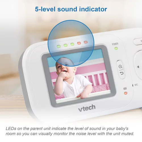 Miniatura 7 de VTech VM320 Monitor de bebé, pantalla de 2.4 pulgadas con cámara fija, visión nocturna, sonidos relajantes, conversación de 2 vías, transmisión