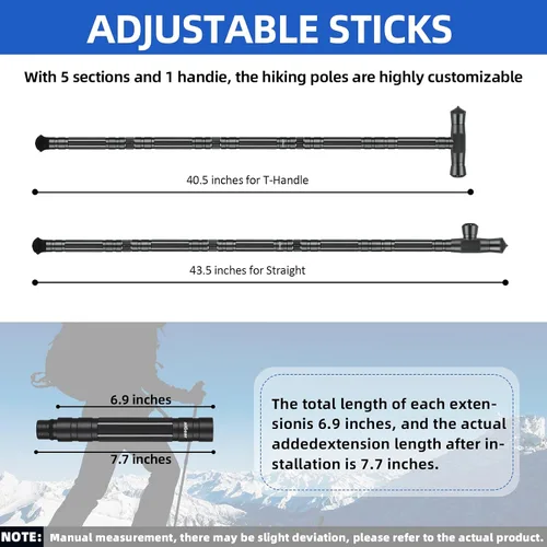 Miniatura 5 de aiGear G2 Tactical Hiking Stick, 5-Section Heavy Duty Walking Staff for Men Women, Aerospace-Grade Aluminum Alloy Trekking Poles with Integrated