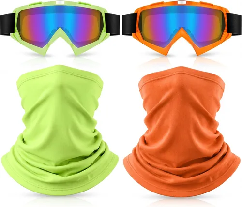 Miniatura 12 de Tallew 4 piezas de gafas para motocicleta, moto de cross y ATV para hombres y mujeres, ajustables, resistentes al viento y 4 piezas de cubierta