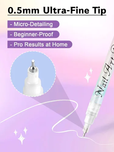 Miniatura 2 de 1 unidad de lápices blancos para arte de uñas, Kalolary 0.5mm marcadores de arte de uñas, punto de grafiti, lápiz de puntos, pincel de dibujo