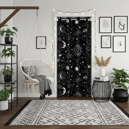 Miniatura 36 de Castle Fairy Cortina con estampado de piel de vaca para jóvenes adultos, diseño abstracto de piel de vaca blanca y granate, cortina opaca