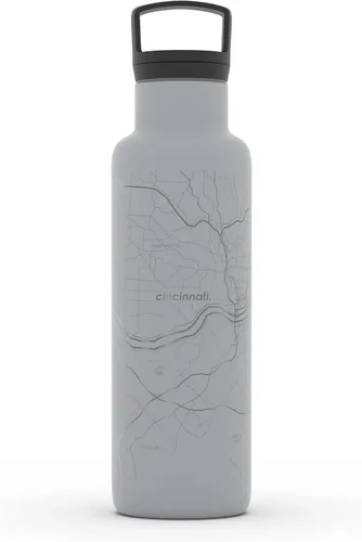 Miniatura 189 de Well Told Botella de agua aislada con mapa de Washington DC grabado, botella de acero inoxidable grabada (21 onzas, blanco) botella aislada de mapa