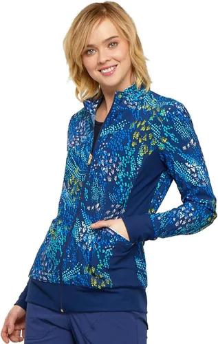 Miniatura 7 de Cherokee Flexibles Women Warm Up Scrubs Jacket Zip Front Knit Panel CK308