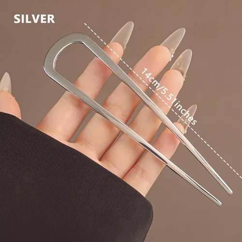 Miniatura 3 de Horquillas francesas para mujer, 3 piezas, elegantes giros, moños y peinados sin daños en el cabello, pin francés de metal en forma de U de gran