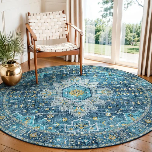 Miniatura 60 de Moynesa Alfombra de pasillo ultra fina lavable de 2 x 6 pies, antideslizante, resistente a las manchas, alfombra vintage que no desprende para Gris