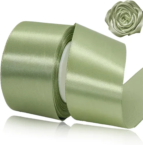 Miniatura 55 de Cinta beige de 1-1/2 pulgadas x 25 yardas, cinta de satén marfil de tela de color sólido para manualidades, coronas, fiesta de boda, Navidad, lazos