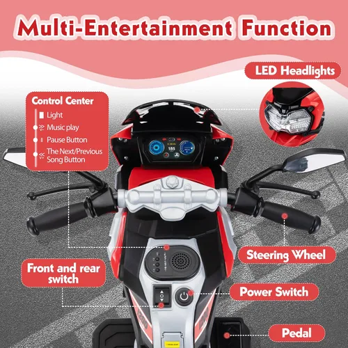Miniatura 6 de TOBBI - Motocicleta para niños, eléctrica, estilo motocross, bicicleta para niños pequeños con ruedas de entrenamiento, juguetes de 12V, batería