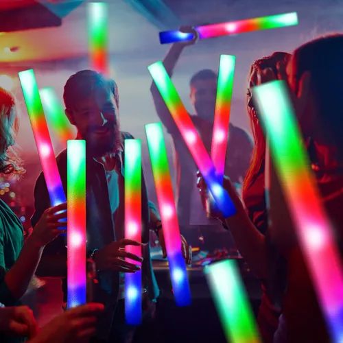 Miniatura 7 de OLUPP 48 piezas de palos de espuma brillantes, palos de resplandor a granel con 3 modos de parpadeo colorido, varitas luminosas para niños, paquete