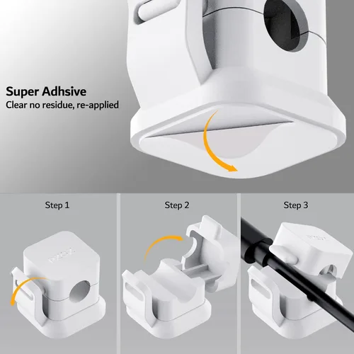 Miniatura 3 de PZOZ Paquete de 6 organizadores de cables, clips adhesivos para cables de carga, organizador de cables, gestión de cables USB de carga para el Negro