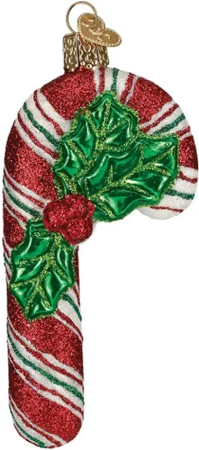 Miniatura 4 de Old World Christmas Adorno soplado de cristal de caramelo con cinta de Navidad para árbol de Navidad, decoración navideña hecha a mano, colección