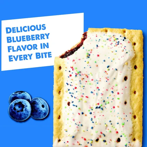 Miniatura 5 de Pop-Tarts Pasteles tostadores, alimentos para el desayuno, aperitivos para niños, arándanos esmerilados (64 tartas) (paquete de 5)