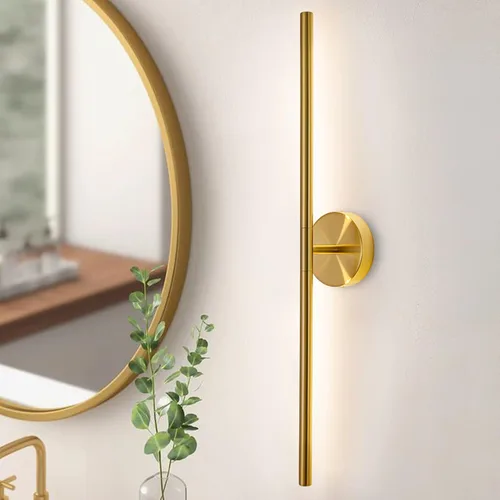 Miniatura 17 de Lámparas doradas para baño sobre espejo de 24 pulgadas, 18W 360° Giratorias Regulables 4000K Lámpara de Tocador LED de Latón, Luces de Tocador