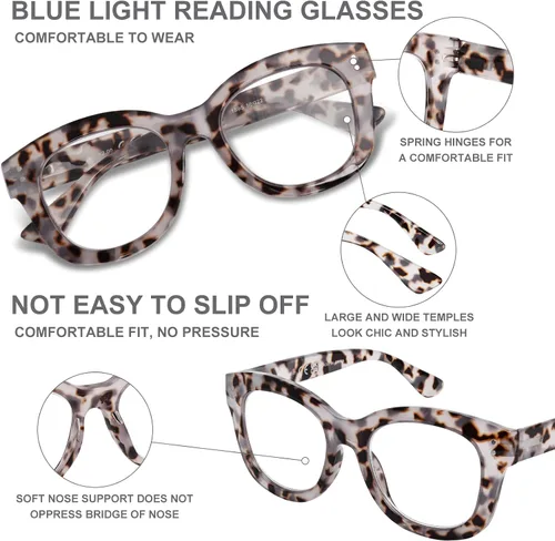 Miniatura 4 de Oprah Style - Lentes de lectura para mujer, de gran tamaño, con bloqueo de luz azul, para lectura de computadora con bisagra de resorte