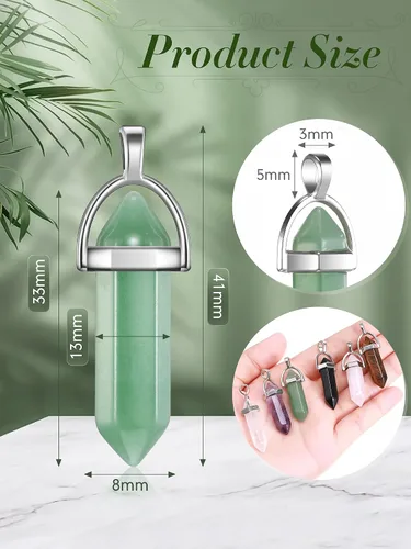 Miniatura 2 de 30 colgantes hexagonales de cristal natural, dije de piedra de cuarzo puntiagudo, en forma de bala, piedras preciosas curativas para hacer collares