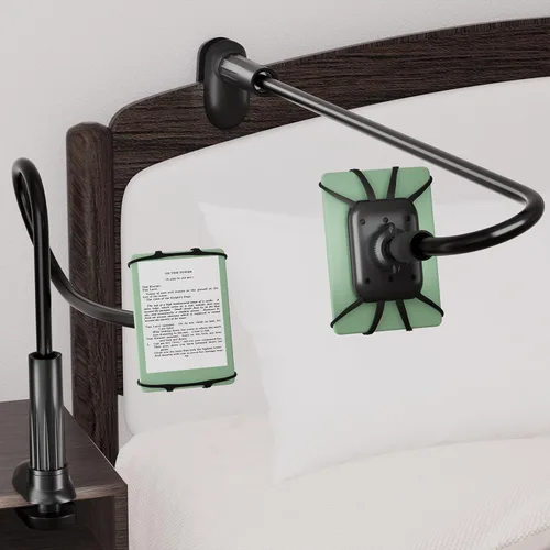 Soporte de cuello de cisne para Kindle para leer en la cama - [Antideslizante] Soporte para teléfono para la cama, accesorios de soporte para Kindle