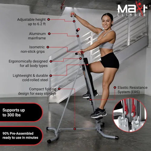 Miniatura 4 de MaxiClimber 2.0 Vertical Climber ERS (Elastic Resistance System) - Easy to Assemble, Folding Exercise Machine Combines Cardio & Strength Training