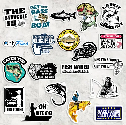 Miniatura 7 de 74 calcomanías divertidas de pesca para caja de aparejos, cubo, regalo del día del padre, impermeable, portátil, automóvil, patineta, botella