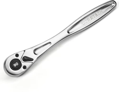 Miniatura 12 de DURATECH Trinquete de accionamiento de 1/2 pulgada, llave de trinquete de liberación rápida de 90 dientes, reversible, aleación de cromo, pulido