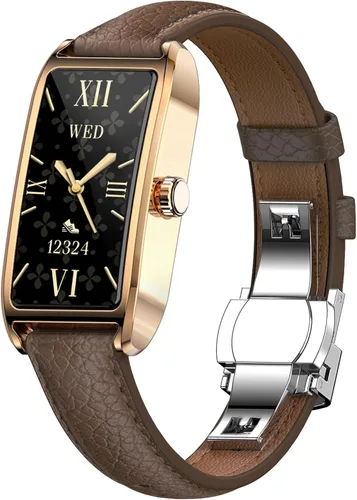 Miniatura 13 de Rastreador de actividad física para mujer, reloj de fitness para mujer, correa de cuero, funda de aleación, monitor de frecuencia cardíaca de lujo