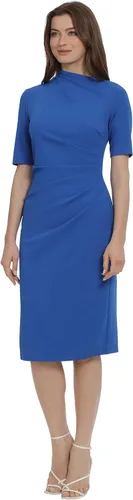 Miniatura 2 de Maggy London Vestido plisado lateral para mujer con cuello asimétrico y mangas de codo