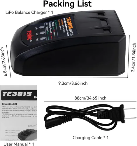 Miniatura 8 de LiPo Cargador de batería - 2S 3S RC Baterías Balance Cargadores AC 7.4-11.1V 15W 1.2A con XH3P XH4P Plug para RC Car LiPo Batería Barco Avión Camión