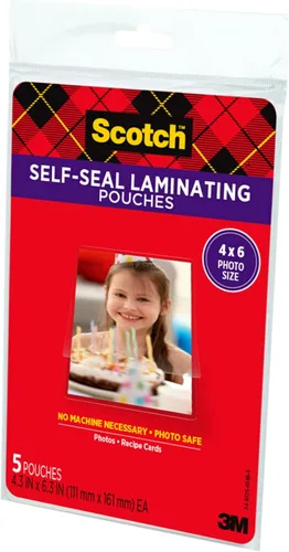Miniatura 3 de Bolsas laminadas autosellables Scotch, 10 x 15 cm, paquete de 3 con 5 bolsas – Sin necesidad de máquina, transparente, seguro para fotos