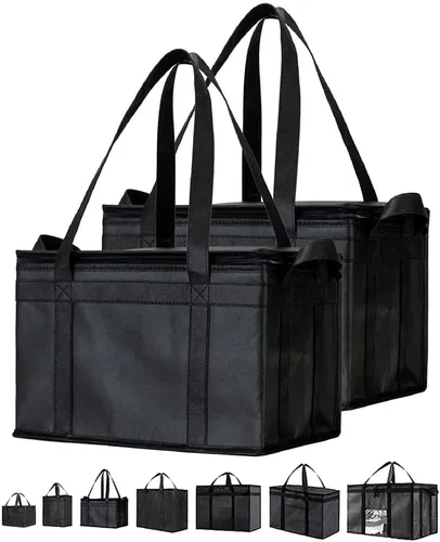 Miniatura 43 de Bolsa de enfriador XXL aislada y calentador de alimentos de NZ home para entrega y compras de comestibles con cremallera superior, color rojo