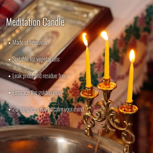 Miniatura 6 de Velas de cera de abeja pura de 20 minutos, velas de meditación sin goteo, mini velas cónicas, juego de 50 sin portavelas de latón 50