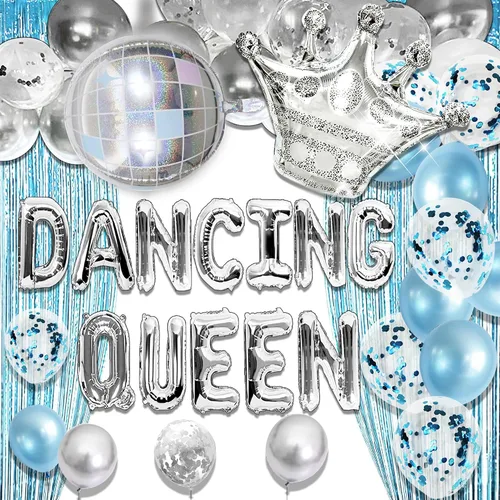 Miniatura 11 de 37 PIEZAS Bailarina Reina 17 Globos Bailarina Reina Decoraciones de Fiesta Mamma Mia 17 Cumpleaños Decoración Plata Azul 17 Decoración de Cumpleaños