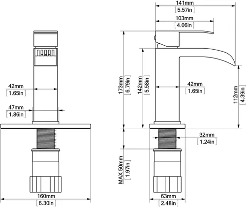 Miniatura 3 de Grifo de baño cascada negro – Grifo de lavabo de baño de una sola manija negro mate de 1 o 3 agujeros Grifo de tocador sólido de un solo orificio