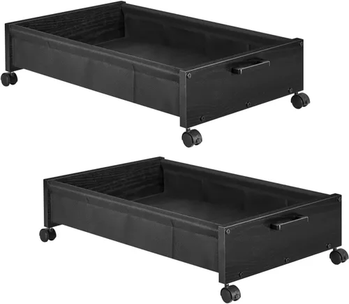 FOUCSSOMEI Almacenamiento para debajo de la cama con ruedas, cajones de madera debajo de la cama con ruedas, zapatero enrollable debajo de la cama,