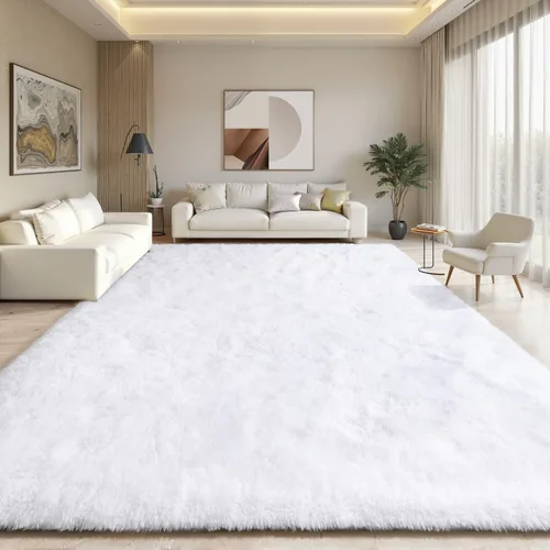 Miniatura 19 de EVOIONOS - Alfombra redonda gris para dormitorio, 5x5 pies; alfombras circulares suaves y esponjosas para sala de estar, alfombras de felpa peludas