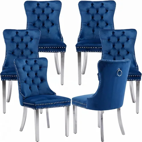 Miniatura 56 de Juego de 2 Sillas de Comedor Modernas de Mediados de Siglo, Tapizadas en Terciopelo Beige con Respaldo Acolchado, Sillas de Cocina y Comedor, Patas