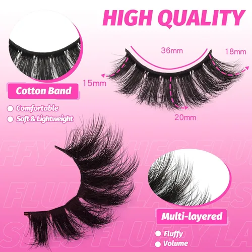 Miniatura 49 de Veleasha Pestañas postizas de manga puntiagudas, 100% hechas a mano, aspecto natural, pestañas postizas ligeras con banda transparente suave