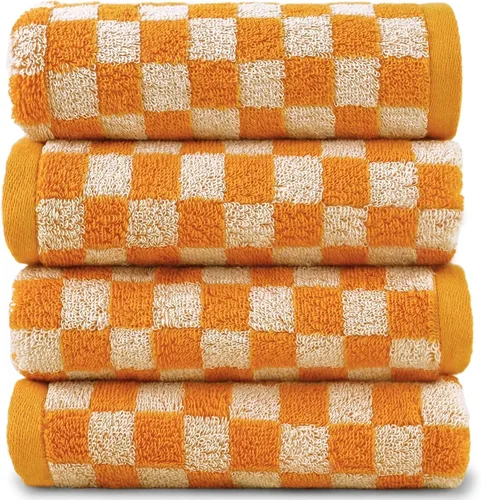 Miniatura 8 de Jacquotha Paquete de 4 toallas de mano suaves, juego de toallas faciales a cuadros verdes para baño, toallas de cocina decorativas de secado rápido