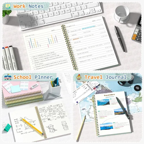 Miniatura 7 de Umriox Cuaderno Pequeño en Espiral, Paquete de 4 Cuadernos de Espiral Punteado A5 de 5.9" x 8.3" Papel de Cuadrícula de Puntos 160 Páginas, Cuaderno