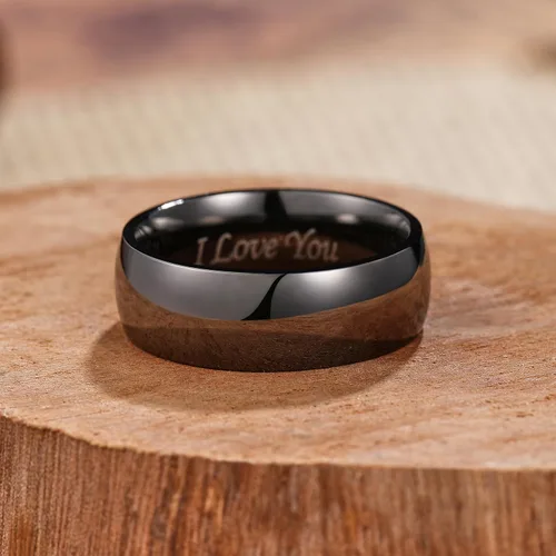 Miniatura 63 de King Will Alianza de boda de acero inoxidable 316L para hombres y mujeres, anillo de boda de 0.31 a 0.315 pulgadas de ancho, chapado en negro