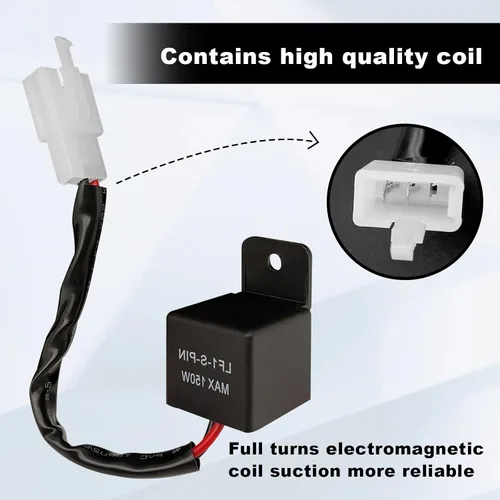 Miniatura 5 de Relé intermitente LED de 2 pines, relé de 12 V para relés de señal de giro LED de coche, relé de flash ajustable, kit de conectores de cableado