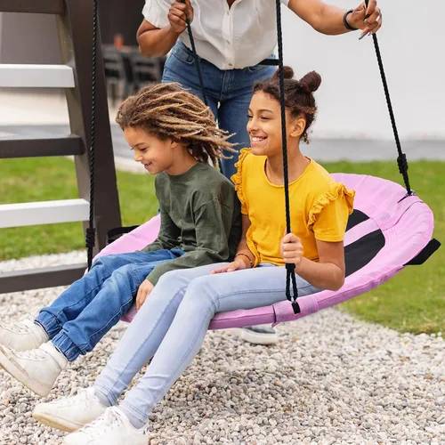 Miniatura 7 de Trekassy Columpio de árbol de platillo de 700 libras de 40 pulgadas para niños y adultos, textileno al aire libre con 2 correas para colgar
