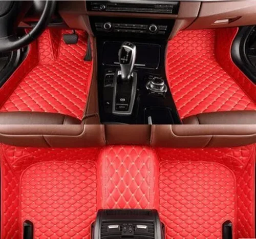 Miniatura 16 de Alfombrillas de automóvil para Mercedes-Benz G, GL, GLA, GLB, GLC, GLE, GLK, GLS, M, ML 2000-2023 forros de cuero antideslizantes (negro y beige)