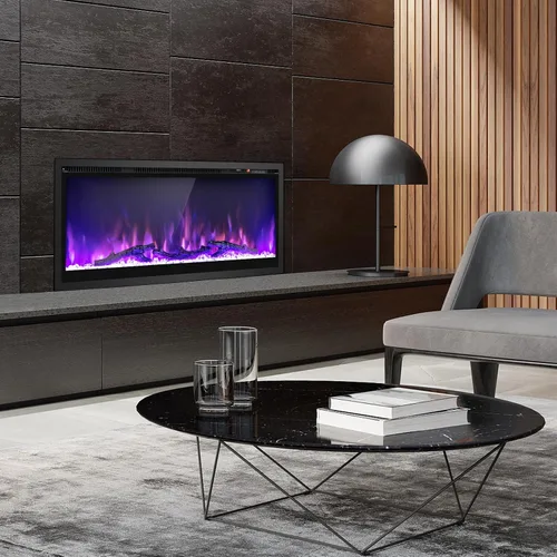 Miniatura 9 de GOFLAME Chimenea eléctrica de 36 pulgadas empotrada/montada en la pared/independiente, calentador eléctrico lineal con control remoto