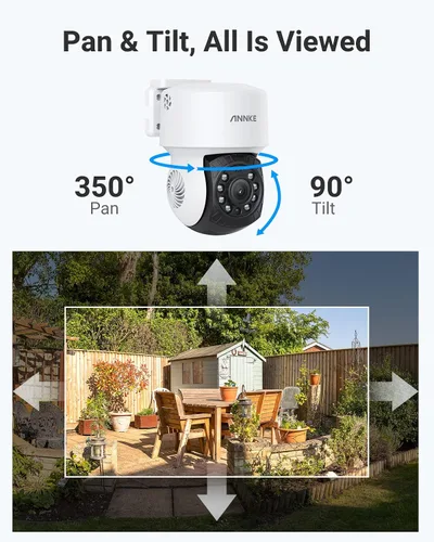 Miniatura 3 de ANNKE DVR de vigilancia con cable H.265+ 8CH de 5MP Lite y 4X 1080p AHD Cámara CCTV PT para exteriores con giro de 350° e inclinación de 90°