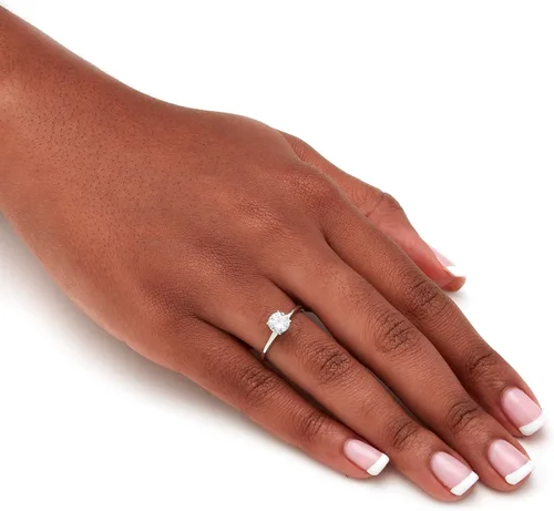 Miniatura 4 de Anillo de compromiso de plata de ley con circonita cúbica redonda