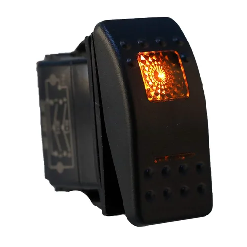 Miniatura 10 de Amarine Made Interruptor basculante impermeable de 12V 20 Amp On-Off-On 2 posiciones para barco marino DPDT 7 Pin con 2 lámparas LED (rojo)